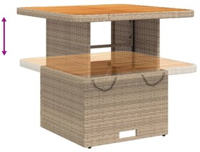 3 pcs conjunto de jantar p/ jardim com almofadões vime PE bege