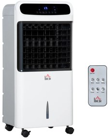 HOMCOM Climatizador Humidificador Refrigerador Ar Rodas 12L Temporizador 12h Ecrã LED Tátil 38x35x81cm Branco | Aosom Portugal