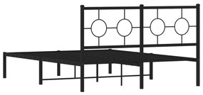 Estrutura de cama com cabeceira 140x190 cm metal preto