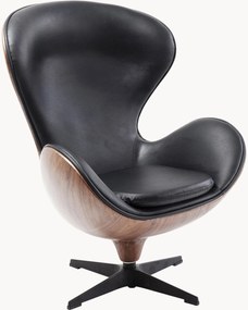 Poltrona giratória estofada com estrutura em madeira Lounge