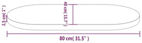 Tampo de mesa oval 80x40x2,5 cm pinho maciço branco