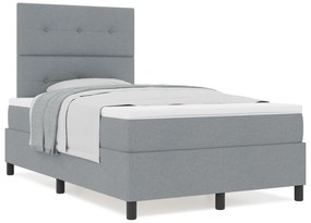 Cama Box Spring com Colchão Cinza Claro 120x200 cm Tecido