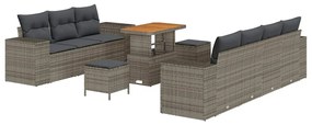 Conjunto de Sofá de Jardim vidaXL 10 Peças com Almofadas Cinza Rattan