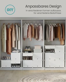 Sapateira com 12 compartimentos (124,4 L x 124,6 A cm) Branco nuvem e transparente