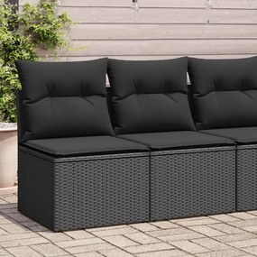 4 pcs conjunto sofás jardim c/ almofadões vime PE/acácia preto