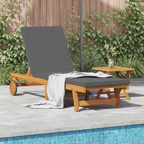 vidaXL Espreguiçadeira com mesa e almofada - madeira de acácia