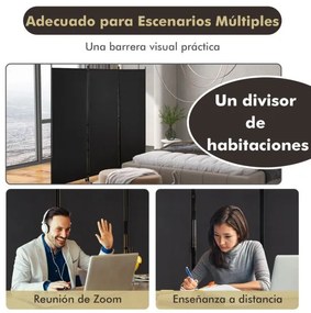 Biombo com 3 Paineis com rodas Altura 180cm Divisória para salas de escritório, casa Preto