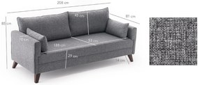 Sofá-Cama de 3 Lugares Bella – Cinzento – 208 x 85 x 81 cm