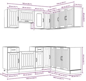 11 peças armário de cozinha conjunto Lucca concreto cinza