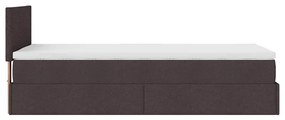 Estrutura cama otomana colchão 90x190 cm tecido castanho escuro