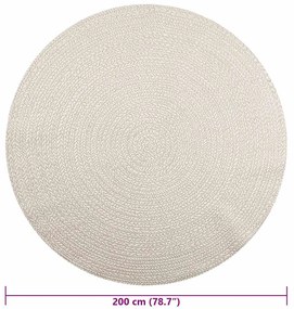 Tapete ZIZUR creme Ø 200 cm aspeto de juta interior e exterior
