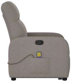 Poltrona elevatória de massagens tecido cinzento-acastanhado
