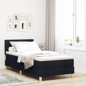 Cama Box com Colchão Preta 90x190 cm Tecido