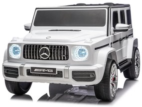Carro elétrico para crianças Mercedes-Benz G63 AMG 24V, 4x4, 2 Lugares assento couro sintético, Rodas Eva Macias Branco