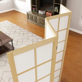 Biombo Dobrável de 4 Painéis Separador de Ambientes de Interior para Sala de Estar Dormitório e Escritório 160x170 cm Madeira e Branco