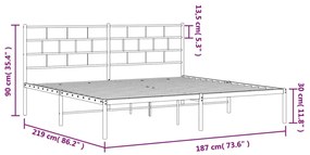 Estrutura de cama com cabeceira 183x213 cm metal preto