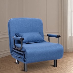 Poltrona com braços 3 em 1 Sofá confortável com almofada reclinável Azul