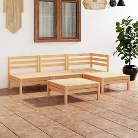 vidaXL 5 pcs conjunto lounge de jardim pinho maciço