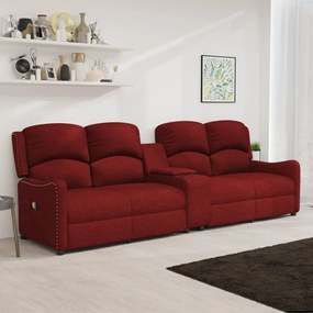 vidaXL Poltrona massagem 4 lug. reclinável + suporte copo tecido tinto