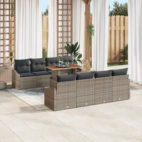 Conjunto de Sofás de Jardim de 7 Peças com Almofadas Cinza de Rattan P