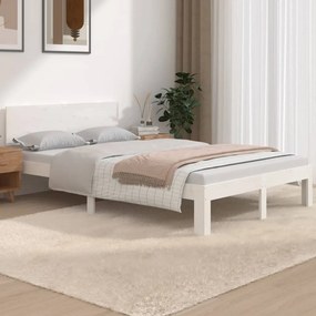 810466 vidaXL Estrutura cama pequena casal 120x190 cm pinho maciço branco