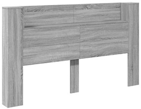 Armário de cabeceira c/ luzes LED 180x16,5x103,5cm cinza sonoma