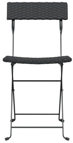 Cadeiras de bistrô dobráveis 2 pcs vime PE e aço preto