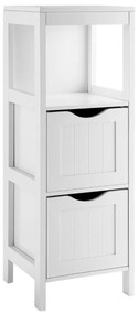 Armário de banho com 1 prateleira e 2 gavetas removíveis estreito lateral 30 x 30 x 89 cm Branco