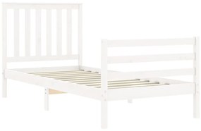 Estrutura cama de solteiro c/ cabeceira madeira maciça branco