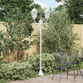vidaXL Poste de Luz de Jardim 2-Lâmpada E27 Branco 220 cm Alumínio