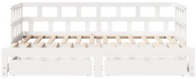 Sofá-cama com gavetão e gavetas sem colchão 90x190 cm branco