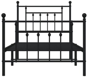 Estrutura de cama com cabeceira e pés 90x190 cm metal preto