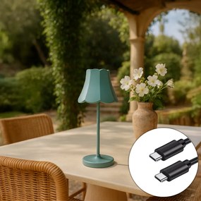 Candeeiro de Mesa Retro Azul Mineral Recarregável IP44 - Granny