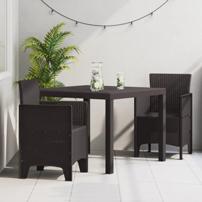 vidaXL Conjunto de Jantar de Jardim 3 Peças Castanho em Rattan Sintético