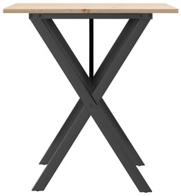 Mesa de jantar estrutura em X 70x70x75 cm pinho e aço