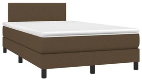 Cama box spring c/ colchão/LED 120x200cm tecido castanho-escuro