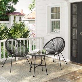 Conjunto de jardim 2 Cadeiras acapulco e mesa jardim preto