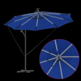 Guarda-sol de Bananeira Cantilever com bloqueio azul ciano