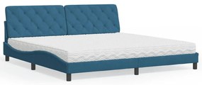 vidaXL Cama com colchão 200x200 cm veludo azul