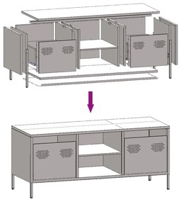 Móvel de TV 101,5x39x43,5 cm aço laminado a frio preto