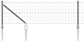 Cerca Euro com 13 Postes de Ponta 0.4x50 m Aço Galvanizado Cinza
