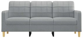Sofá de 3 lugares 180 cm tecido cinza-claro