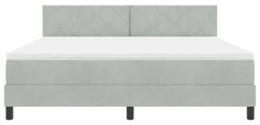 Cama Box com Colchão e Luz LED Cinza Claro 180x200 cm Veludo