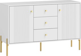 Aparador Moderno de 2 Portas Aparador de Sala com 3 Gavetas Prateleiras Ajustáveis Branco 120x39,1x76 cm