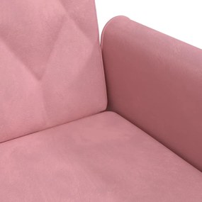 Sofá-cama com apoio de braços veludo rosa