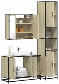 vidaXL 3 pcs conj. móveis casa banho derivados madeira carvalho sonoma