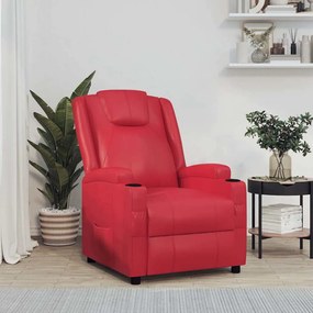 vidaXL Poltrona reclinável couro artificial vermelho