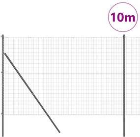 Cerca Euro com 7 Postes 1.6x10 m Aço Galvanizado Cinza