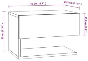 Mesa de cabeceira montagem na parede carvalho fumado