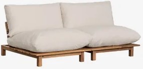 Sofá Reclinável Modular Brina De 2 Peças Em Madeira De Acácia Crema - Sklum